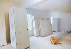 Construction of new house for the in a room waiting for installation interior doors
