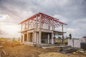 construction residential new house in progress at building site